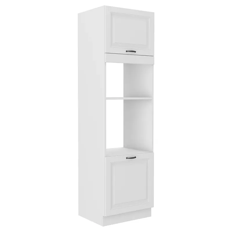 STILO bb vysoká skříňka 60DPM-210 2F na vestavnou troubu a mikrovlnku 60 cm bílá mat UNI Autentický