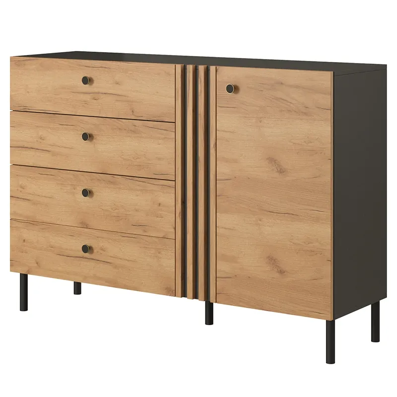 Cenový Hit DECO komoda D4S 138 cm kraft zlatý/antracit