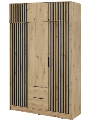 Vysoce Kvalitní Šatní skříň NELLY 3D bez zrcadla + nástavec 155 cm artisan