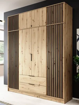 Top Prodej Šatní skříň NELLY 4D bez zrcadla + nástavec 206 cm artisan