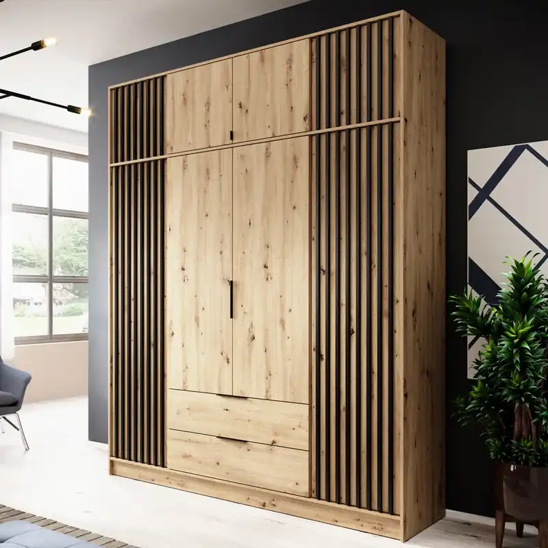Top Prodej Šatní skříň NELLY 4D bez zrcadla + nástavec 206 cm artisan