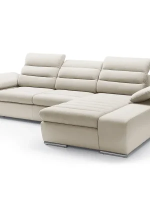 Výhodná Nabídka Rohová sedací souprava KORFU 282x194 cm rozkládací s úložným prostorem FUNKČNÍ LÁTKA bílobéžová 02 AKCE