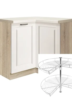 Vrácení Zdarma SMART b dolní skříňka SM-16D rohová + otočná police 90x90 cm VÝBĚR KORPUSU bílá mat
