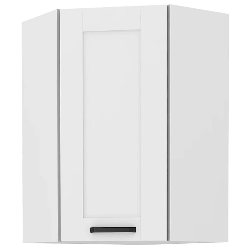 LUNA bb horní skříňka 60x60 GN-90 1F (45°) rohová s policemi VYSOKÁ UNI dvířka bílá mat Ověřený
