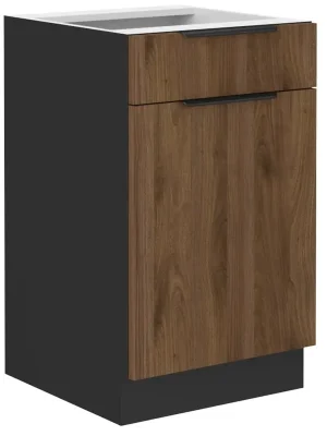 Super Cena MONZA o dolní skříňka 50 D 1F 1S se zásuvkou PREMIUM BOX 50 cm UNI dvířka černá/ořech okapi