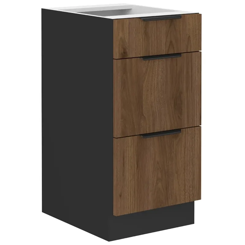 Akční Cena MONZA o dolní skříňka 40 D 3S se zásuvkami PREMIUM BOX 40 cm černá/ořech okapi