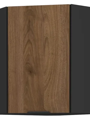 Výhodná Nabídka MONZA o horní skříňka 60x60 GN-72 1F (45°) rohová s policemi 60x60 cm UNI dvířka černá/ořech