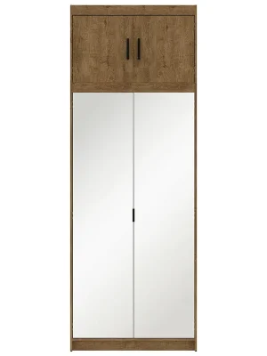 Značkový Šatní skříň ELENA 2D + zrcadla + nástavec 89,7 cm dub lefkas