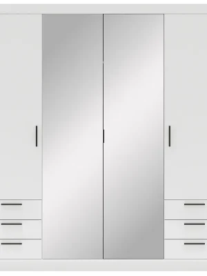 Akční Nabídka Šatní skříň ELENA 4D 6S + zrcadlo + 6x zásuvka 176,3 cm bílá