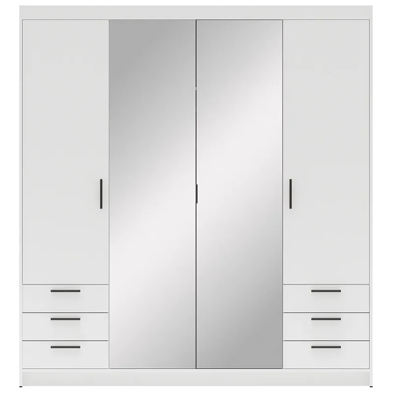 Akční Nabídka Šatní skříň ELENA 4D 6S + zrcadlo + 6x zásuvka 176,3 cm bílá