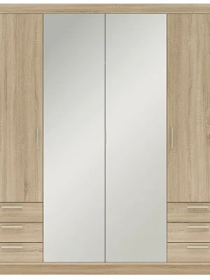 Super Cena Šatní skříň ELENA 4D 6S + zrcadlo + 6x zásuvka 176,3 cm dub sonoma