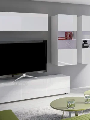 Speciální Cena Obývací stěna CALABRINI b 220 cm 4 díly N bílá lesk