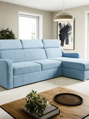Sedací souprava MIKELI 228x158 cm UNI provedení rozkládací + úložný prostor VÝBĚR TKANIN Cenový Hit