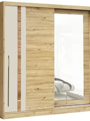Aktuální Šatní skříň AVANTGARDE AV-3 se zrcadlem 200 cm artisan/kašmír