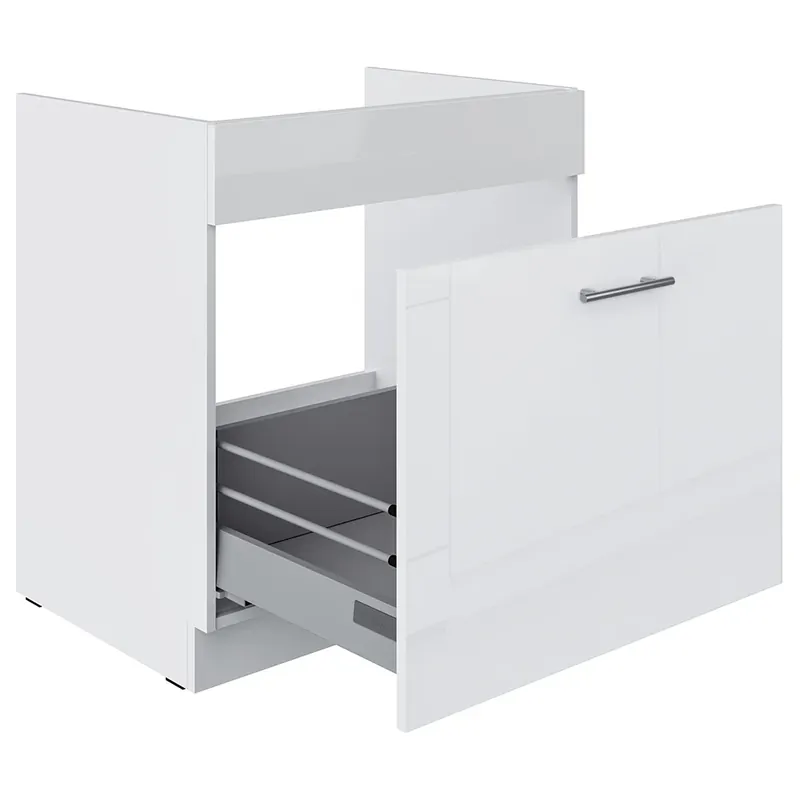 Originální LARA wh dolní skříňka 80ZL 1S dřezová s výsuvem 80 cm PREMIUM BOX bílá lesk