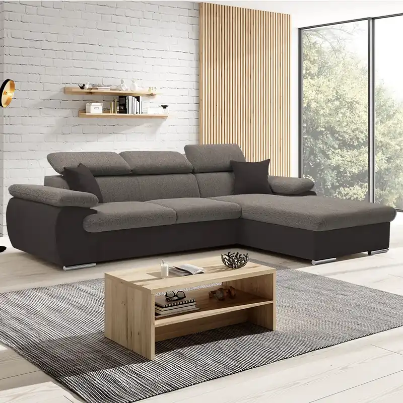 Sedací souprava COOL 281x191 cm rozkládací + úložný prostor PRAVÁ tmavě hnědá 04/07 Víkendová Akce