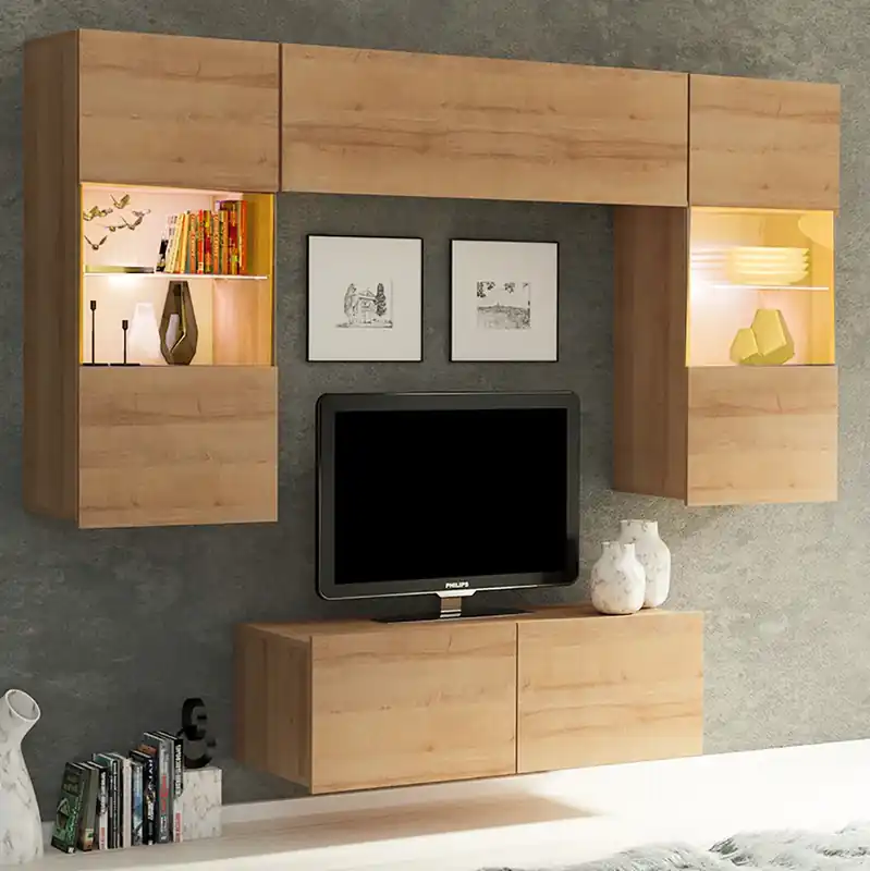 Ihned K Objednání Obývací stěna CALABRINI d 200 cm 4 díly T dub zlatý