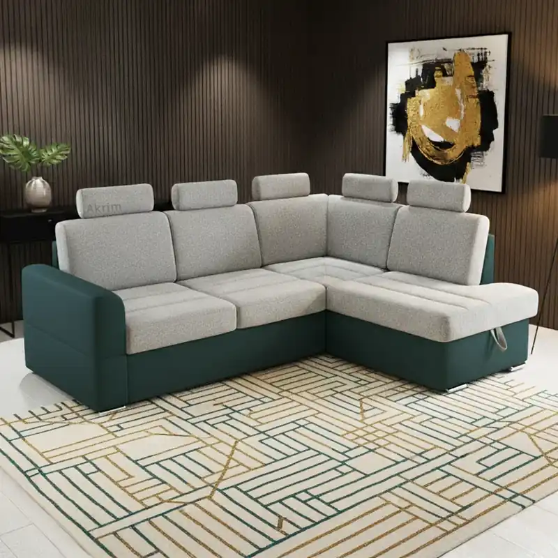 Výhodná Nabídka Sedací souprava BARDO + 5x záhlavník 235x170 cm PRAVÁ rozkládací + úlo. prostor VÝBĚR TKANIN