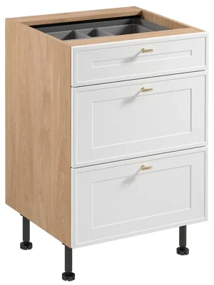 Super Cena SORENTO pb dolní skříňka D60S3 se zásuvkami a příborníkem 60 cm puccini/bílá