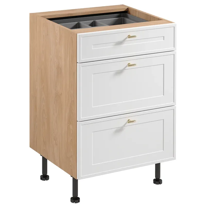 Super Cena SORENTO pb dolní skříňka D60S3 se zásuvkami a příborníkem 60 cm puccini/bílá