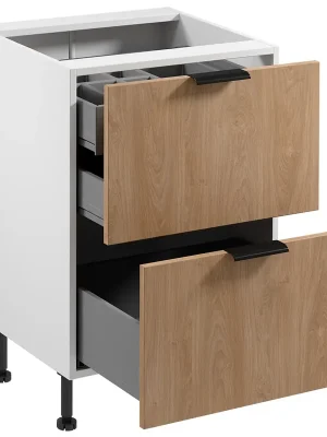 Akce SORENTO bp dolní skříňka D60S2 + 1 skrytá zásuvka s příborníkem 60 cm bílá/puccini