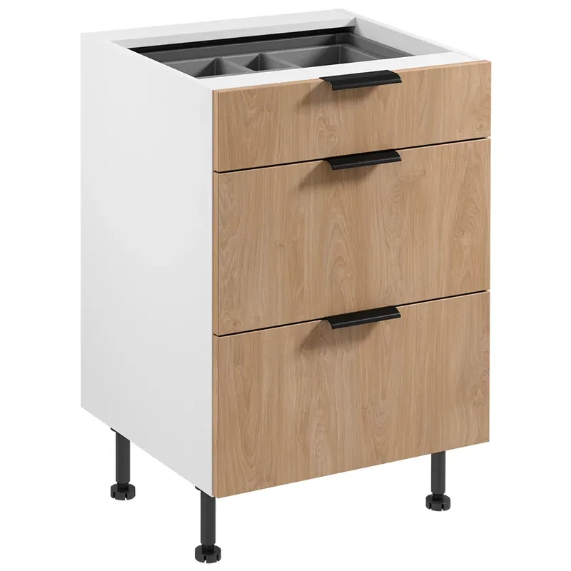 SORENTO bp dolní skříňka D60S3 se zásuvkami a příborníkem 60 cm bílá/puccini Dokud Zásoby Vydrží