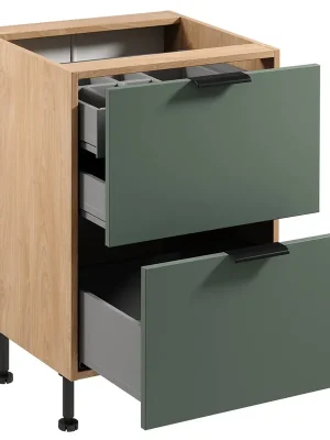 SORENTO pg dolní skříňka D60S2 + 1 skrytá zásuvka s příborníkem 60 cm puccini/zelená Nová Kolekce