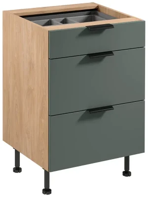 SORENTO pg dolní skříňka D60S3 se zásuvkami a příborníkem 60 cm puccini/zelená Dokud Zásoby Vydrží