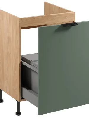 SORENTO pg dolní skříňka D60ZS dřezová výsuvná + koše na odpad 60 cm puccini/zelená Koupit Online