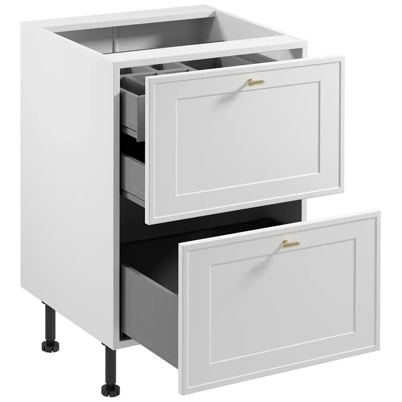 SORENTO bb dolní skříňka D60S2 + 1 skrytá zásuvka s příborníkem 60 cm bílá Výprodej
