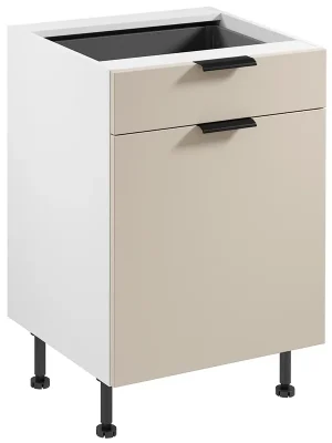 Výhodná Nabídka SORENTO pl dolní skříňka D60S1 se zásuvkou a příborníkem 60 cm PRAVÁ bílá/béžová
