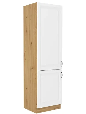 STILO ab vysoká skříňka 60LO-210 2F na vestavnou lednici 60 cm artisan/bílá UNI dvířka Výprodej