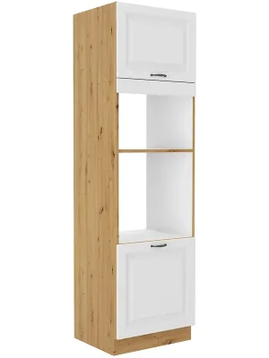 Sezónní Sleva STILO ab vysoká skříňka 60DPM-210 2F na vestavnou troubu a mikrovlnku 60 cm artisan/bílá UNI