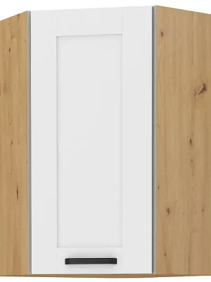 Značkový LUNA ab horní skříňka 60x60 GN-90 1F (45°) rohová s policemi VYSOKÁ UNI dvířka artisan/bílá