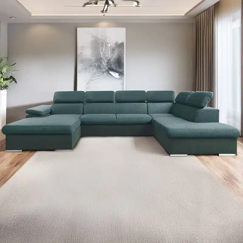 Sedací souprava COOL II 191x343x220 cm rozkládací + 2x úložný prostor LEVÁ tyrkysová 12/24 Novinka