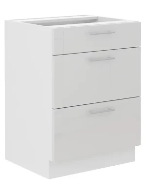 Tovární Cena LARA wh dolní skříňka 60D 3S se zásuvkami typu PREMIUM BOX 60 cm bílá lesk