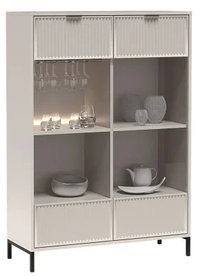 STYLES k vitrína LS-8 105 cm 3D povrch s držákem na skleničky s LED osvětlením kašmír Výhodná Nabídka