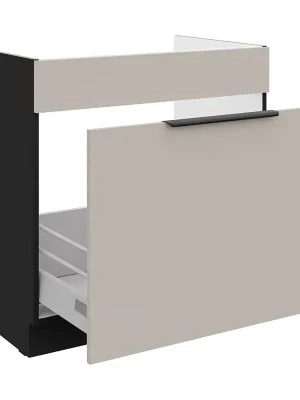 Vrácení Zdarma ARONA dolní skříňka 80 ZL 1S dřezová s výsuvem 80 cm PREMIUM BOX černá/kašmír