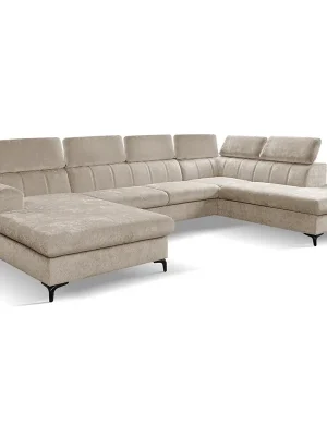 Sedací souprava rohová WILD 192x333x221 cm ve tvaru U rozkládací s úložným prostorem béžová 683 Nejprodávanější