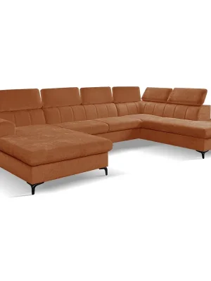 Výprodej Sedací souprava rohová WILD 192x333x221 cm ve tvaru U rozkládací s úložným prostorem oranžová 688