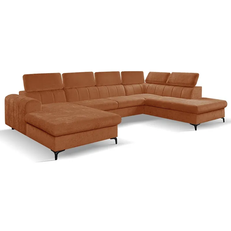 Výprodej Sedací souprava rohová WILD 192x333x221 cm ve tvaru U rozkládací s úložným prostorem oranžová 688