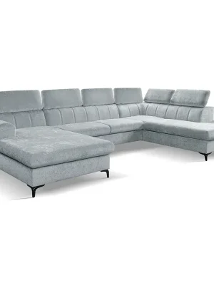 Sedací souprava rohová WILD 192x333x221 cm ve tvaru U rozkládací s úložným prostorem světle šedá 693 Objednat Nyní