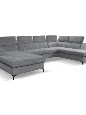 Sedací souprava rohová WILD 192x333x221 cm ve tvaru U rozkládací s úložným prostorem tmavě šedá 694 Výprodej