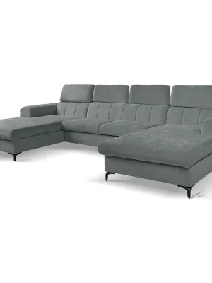 Speciální Cena Sedací souprava rohová WILD UNI 193x338x193 cm ve tvaru U rozkládací s úložným prostorem tmavě šedá 694