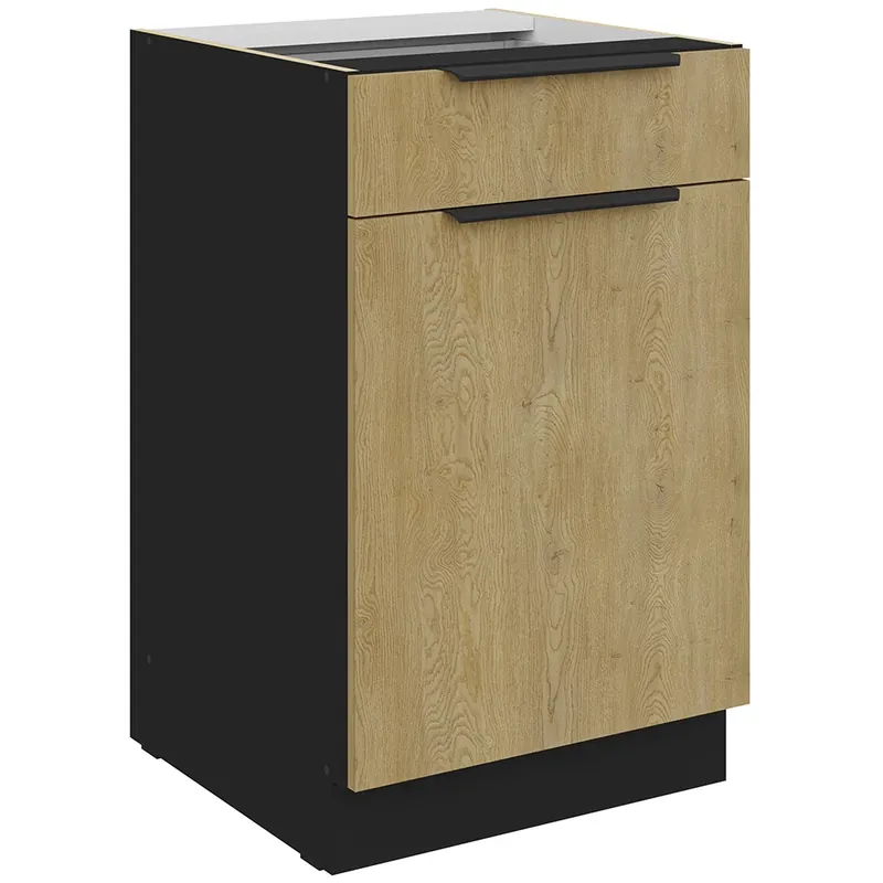 Sleva CREMONA cc dolní skříňka 50 D 1F 1S policová se zásuvkou 50 cm PREMIUM BOX černá/cremona