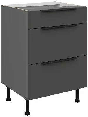 Super Cena ARIA pi dolní skříňka 60 D 3S zásuvková 60 cm PREMIUM BOX antracit/šedá grafit