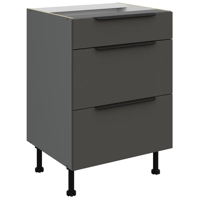 Super Cena ARIA pi dolní skříňka 60 D 3S zásuvková 60 cm PREMIUM BOX antracit/šedá grafit