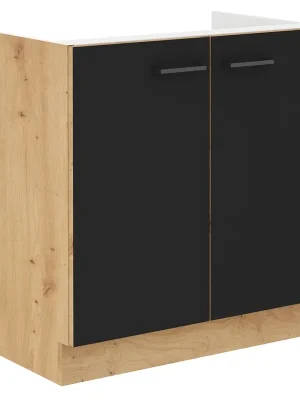Zlevněný MODENA dolní skříňka 80 ZL 2F dřezová 80 cm artisan/černá mat
