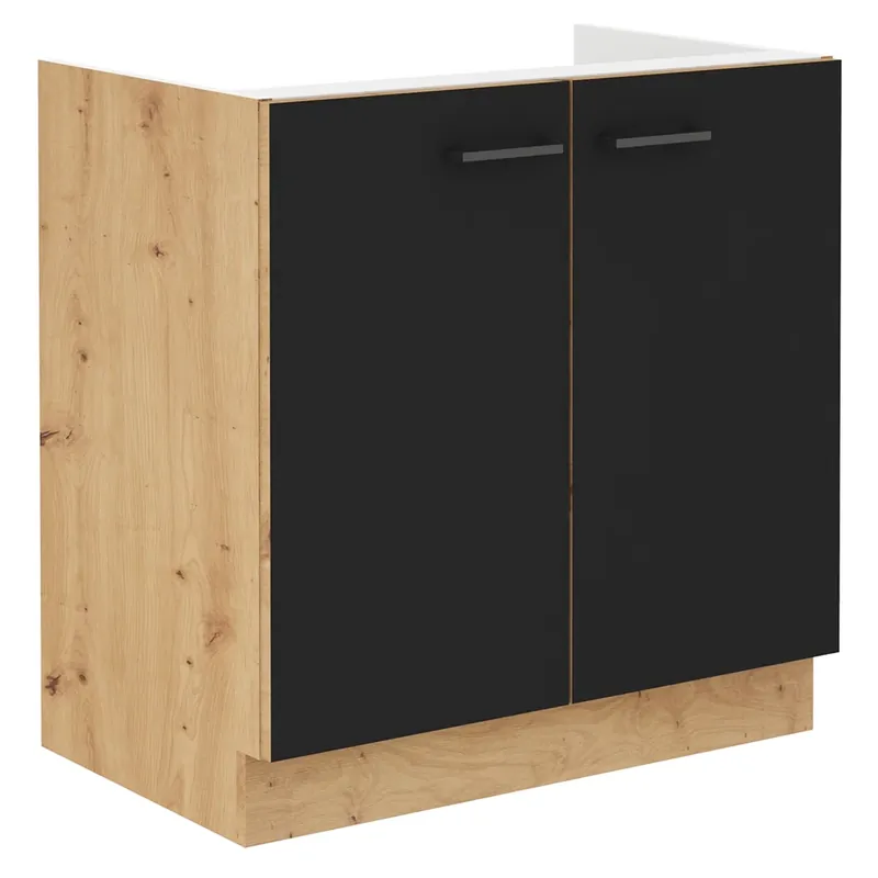 Zlevněný MODENA dolní skříňka 80 ZL 2F dřezová 80 cm artisan/černá mat