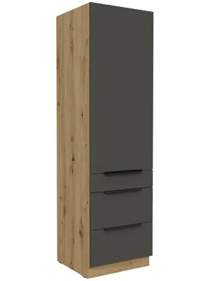 Značkový ARIA pa vysoká skříňka 60 DKS-210 3S1F potravinová UNI DVÍŘKA 60 cm PREMIUM BOX artisan/šedá grafit